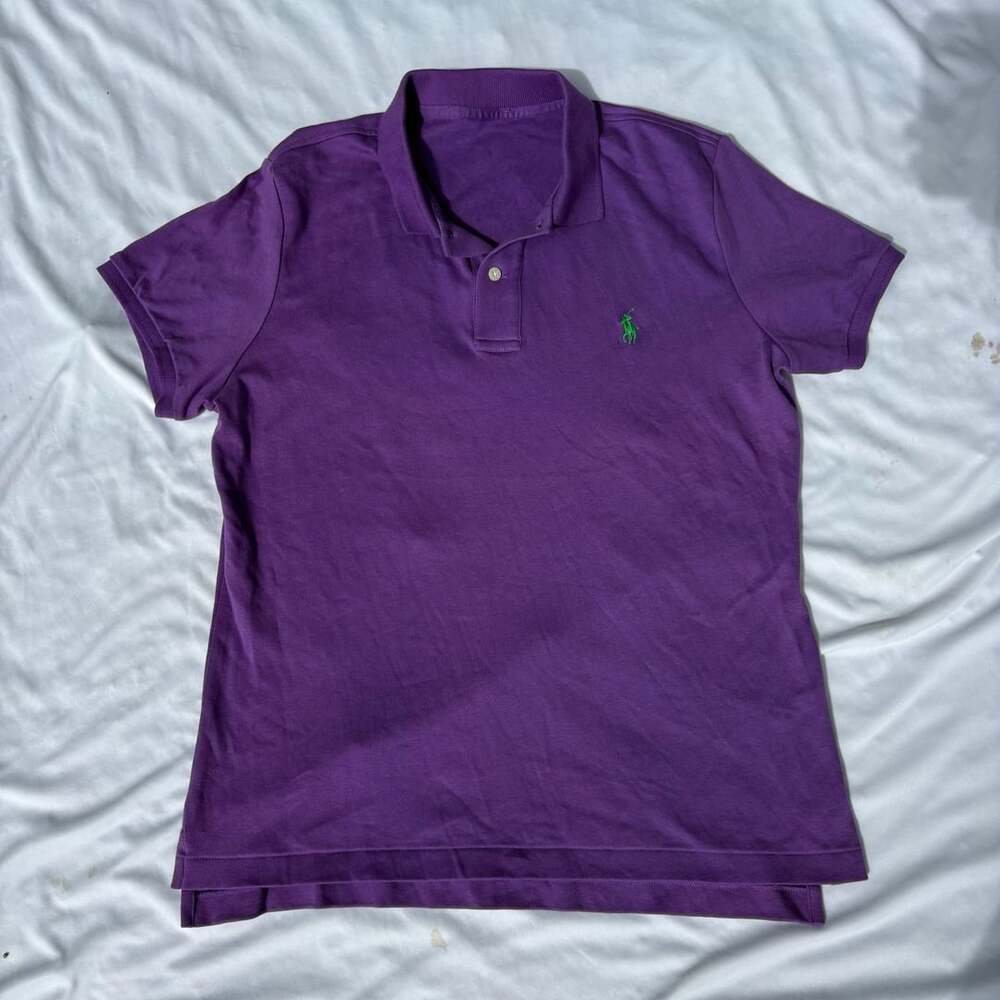 Polo Ralph Lauren Purple Polo Shirt Green Pony Logo Men's 22" Pit to Pit